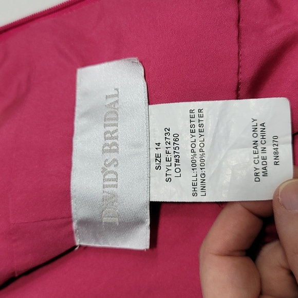 Hot Pink Satin & Chiffon Formal Dress, Size 14 - Picture 11 of 15